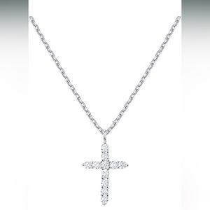 Cross Shape Faith Necklace Pendant CZ Plated
